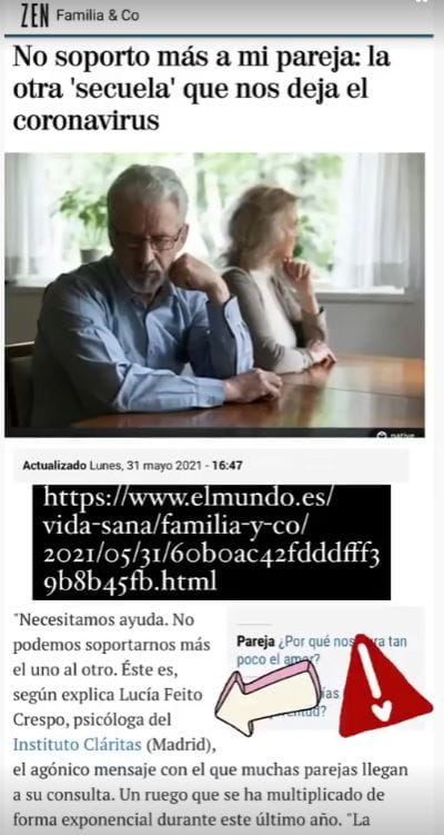 Recorte artículo de prensa publicado en El Mundo que cita a Lucía Feito