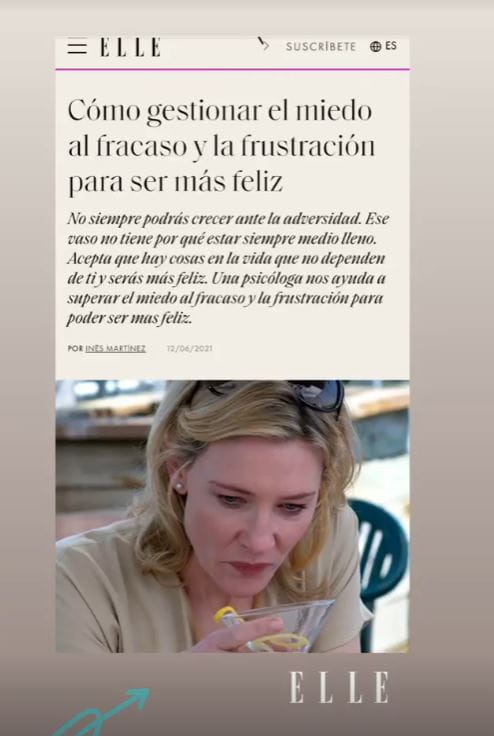 Recorte de un articulo publicado en Elle que cita a Lucía Feito